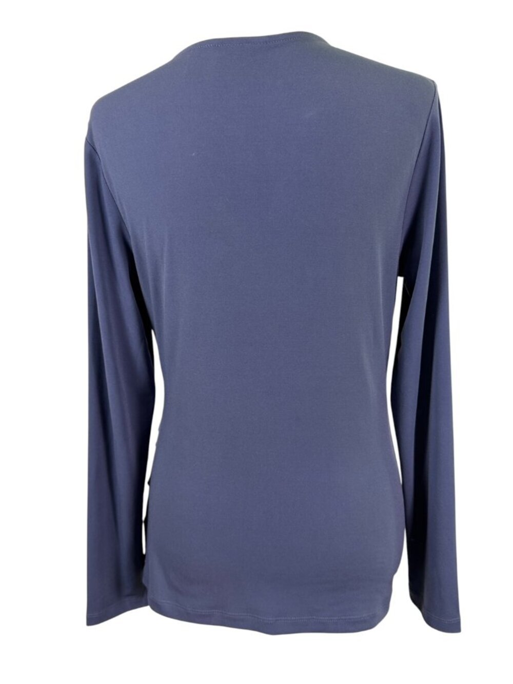 Tahari Dusty Blue Faux Wrap Ruched Long Sleeve Top | Size Medium - Picture 6 of 9